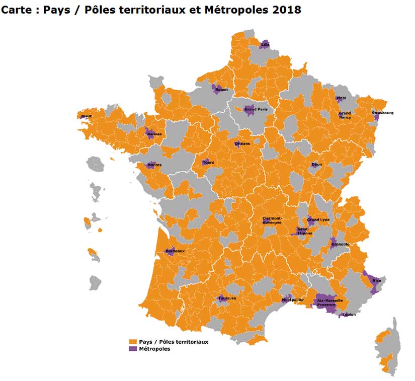 Les pôles territoriaux en métropoles en 2018 - Agence nationale des pôles territoriaux et des Pays (ANPP)