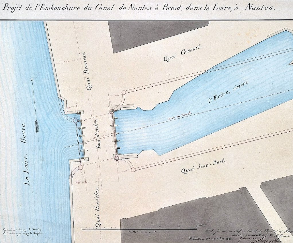 Projet de l'embouchure du canal de Nantes à Brest dans la Loire, à Nantes. 1830 49 J 1023-19. Archives départementales du Finistère