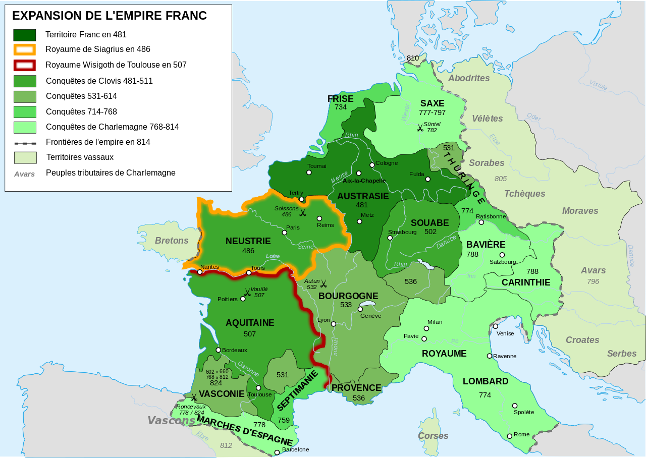 Coment qe taet la Neustrie durant la pâssée merovinjiene pés carolinjiene. Sémhur Wikipédia