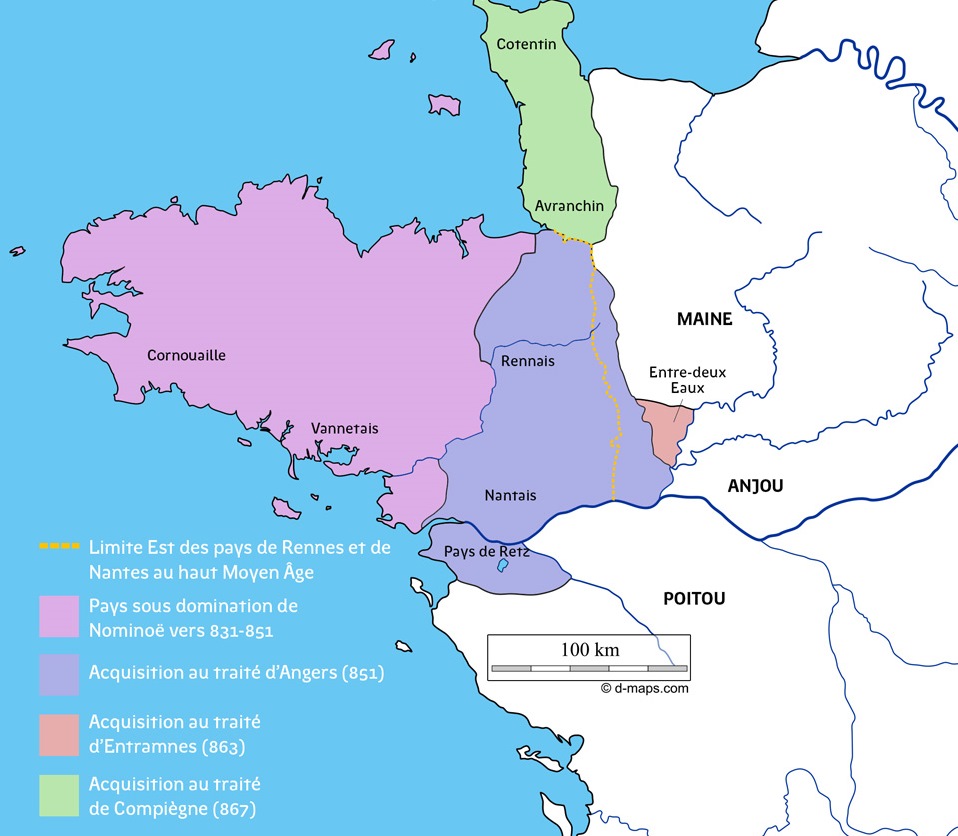 Extension de la Bretagne au IXe Siècle - BCD