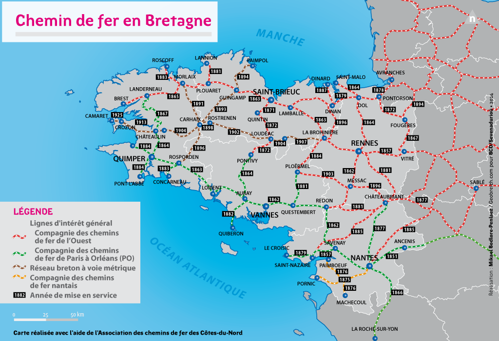 carte chemin de fer en bretagne