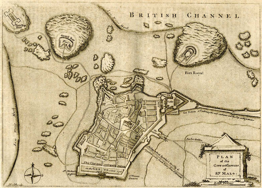 Carte de Saint-Malo (XVIIIe siècle) en anglais - wikimédia