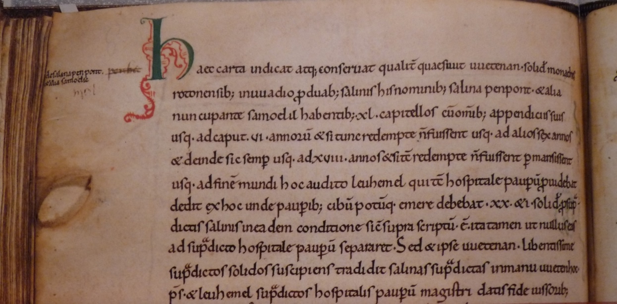 Saline Penfont mentionnée dans une charte du cartulaire de Redon - Association Archives historiques du diocèse de Rennes. Photo. Philippe Lanoë