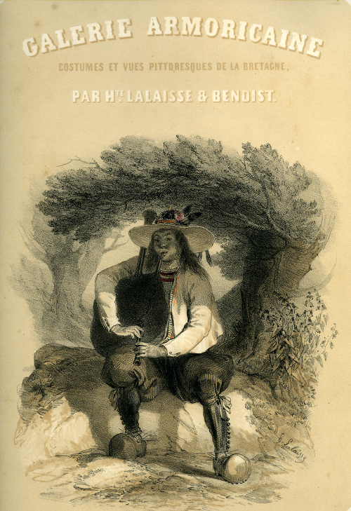 Portrait probable de Matilin an Dall, Couverture de l’Ouvrage Galerie armoricaine. Costumes et vues pittoresques de la Bretagne par Hippolyte Lalaisse et Benoist, Nantes : Charpentier père, fils et Cie., 1844-1846. Collection Musée départemental breton, Quimper. Cliché Musée départemental breton / Serge Goarin.