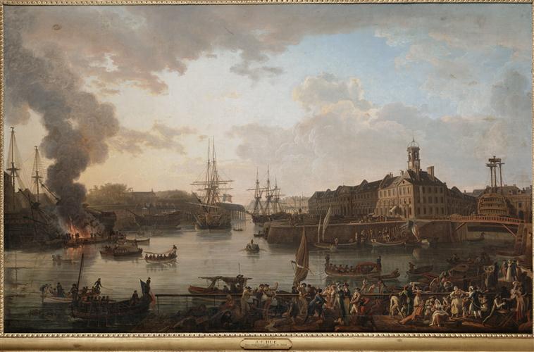 Jean-François Hue. Vue de l'intérieur du port de Brest prise de la cale ouverte. Photo (C) RMN-Grand Palais / Christian Jean / Hervé Lewandowski. Paris, Sénat - Palais du Luxembourg