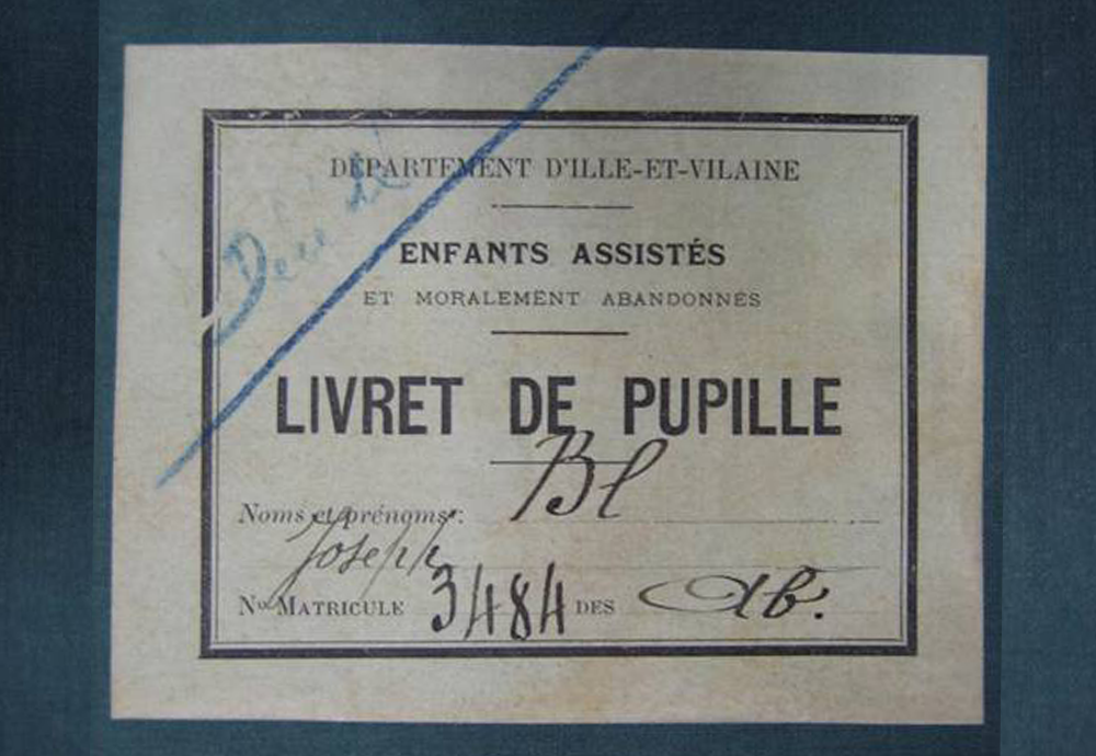 Livret de pupille. Source : archives départementales d'Ille-et-Vilaine. Livret de pupille. Source : archives départementales d'Ille-et-Vilaine.