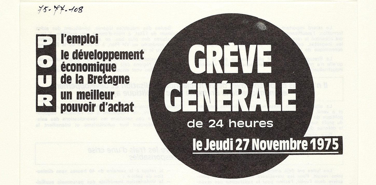 Tract de la CGT. Musée de Bretagne: 975.077.108.