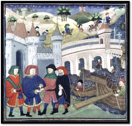 Kenwerzhourien. Diwar : Tri stad kevredigezh ar Grennamzer. Ren priñsed Jili a Roma, palefarzh kentañ ar XV<sup>vet</sup> kantved. Paris, LbF, rann an Dornskridoù, Galleg 126, fol. 7 © Levraoueg Broadel Frañs