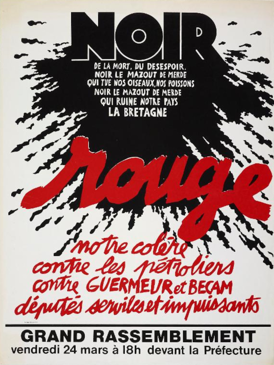 Rouge notre colère, affiche d'Alain Le Quernec (1978). Collections Musée de Bretagne, Rennes : 2020.0001.2, ©Tous droits réservés.