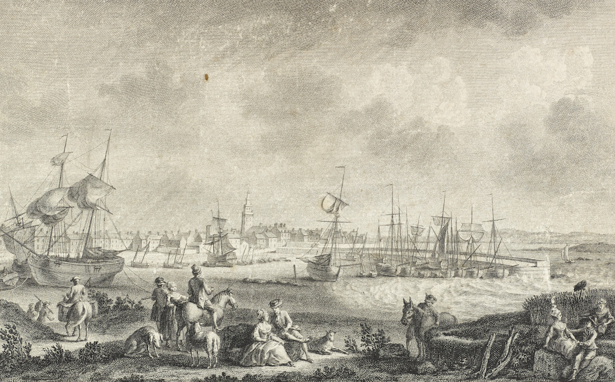 Le port de Roscoff vue de Porsglase. Gravure de Nicolas Ozanne. Musée de Bretagne : 958.0009.82.