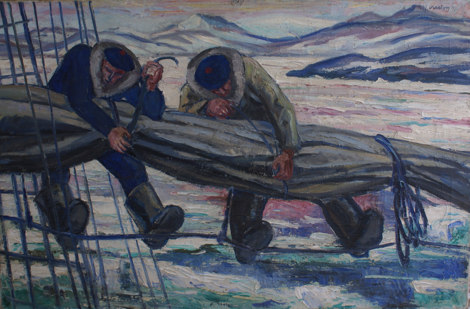 Reun Kreston. Diskar al lien. 1933, eoul war lien, 60x92 sm. Dastumadenn brevez.