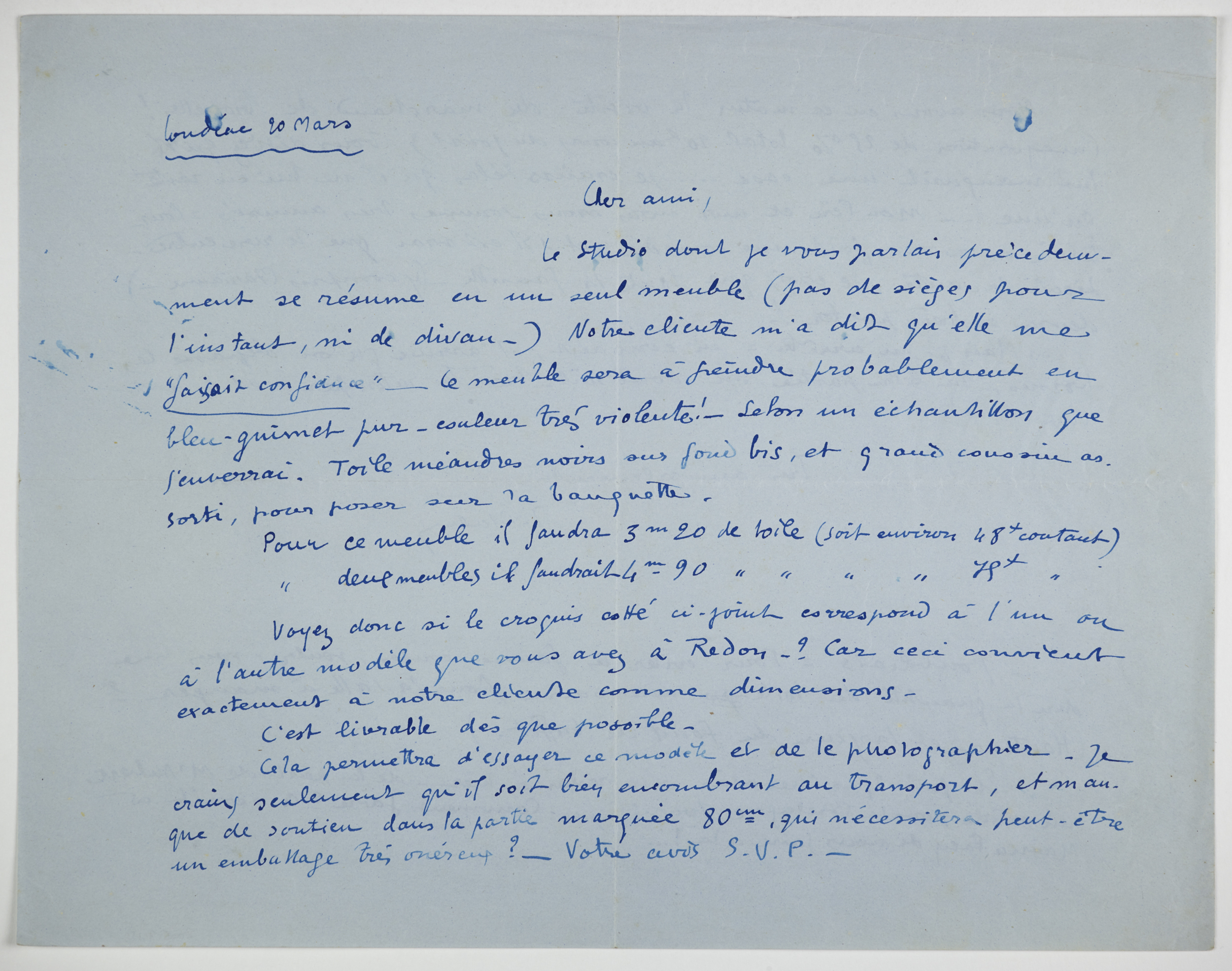 Lizher gant Jeanne Malivel da c'hGaston Sébilleau. Lizhiri etre 1920 ha 1925. Mammenn : Dastumadoù Mirdi Breizh. Niverenn renabl : 2006.0007.15