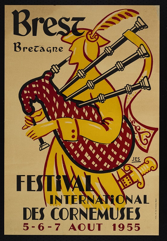  Poster for the BREST INTERNATIONAL BAGPIPE FESTIVAL, 1955, Musée de Bretagne collection 977.0113.1